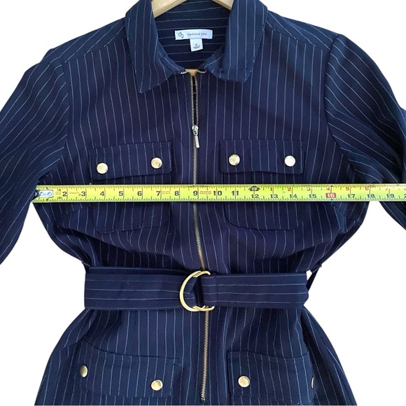 Dress Barn Navy Blue Pin Stripe Collared Dress Size 6 - Picture 1 of 7